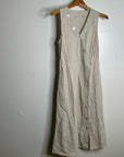 Soft Surroundings Hemp Cotton Neutral Striped Button Down Tank Midi Dress
