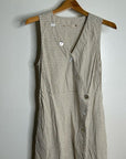 Soft Surroundings Hemp Cotton Neutral Striped Button Down Tank Midi Dress