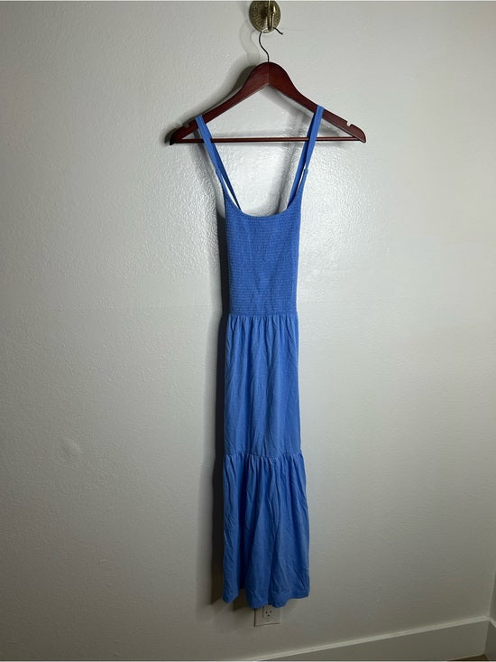 Nation LA 100% Cotton Penelope Smocked Midi Dress in Blue Laguna