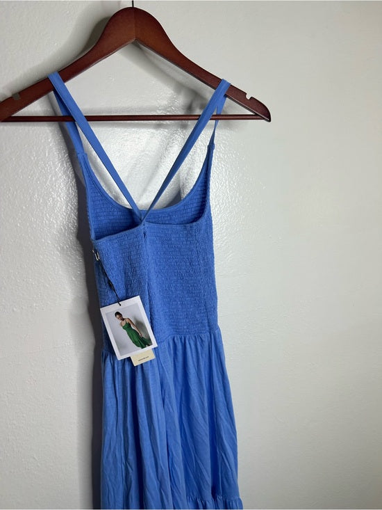 Nation LA 100% Cotton Penelope Smocked Midi Dress in Blue Laguna