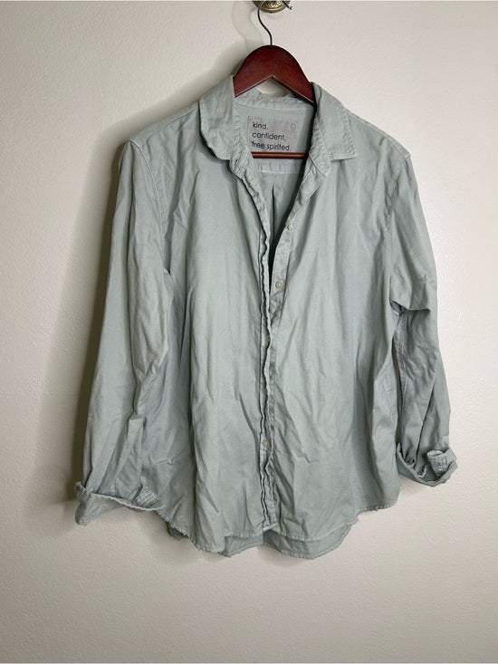 Unsubscribed Unsubscribed 100% Cotton Light Blue Distressed Oversized Button Down Shirt - Cotton