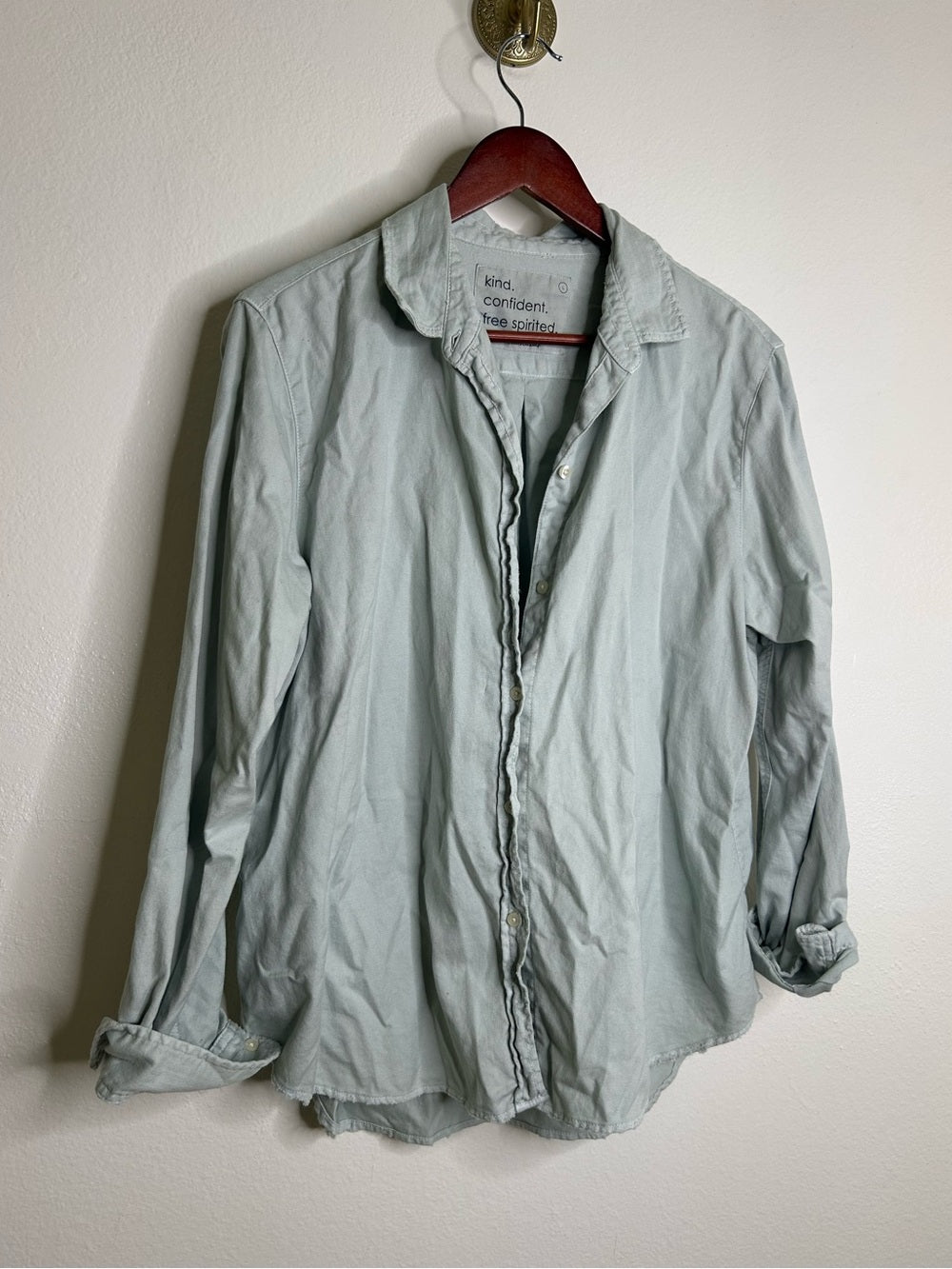 Unsubscribed Unsubscribed 100% Cotton Light Blue Distressed Oversized Button Down Shirt - Cotton