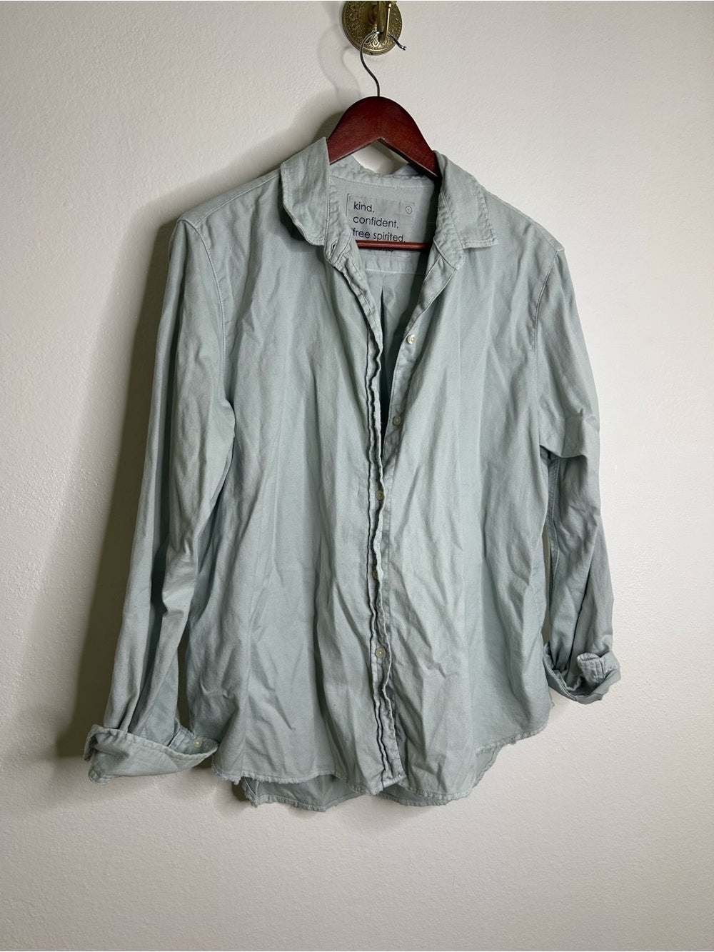Unsubscribed Unsubscribed 100% Cotton Light Blue Distressed Oversized Button Down Shirt - Cotton