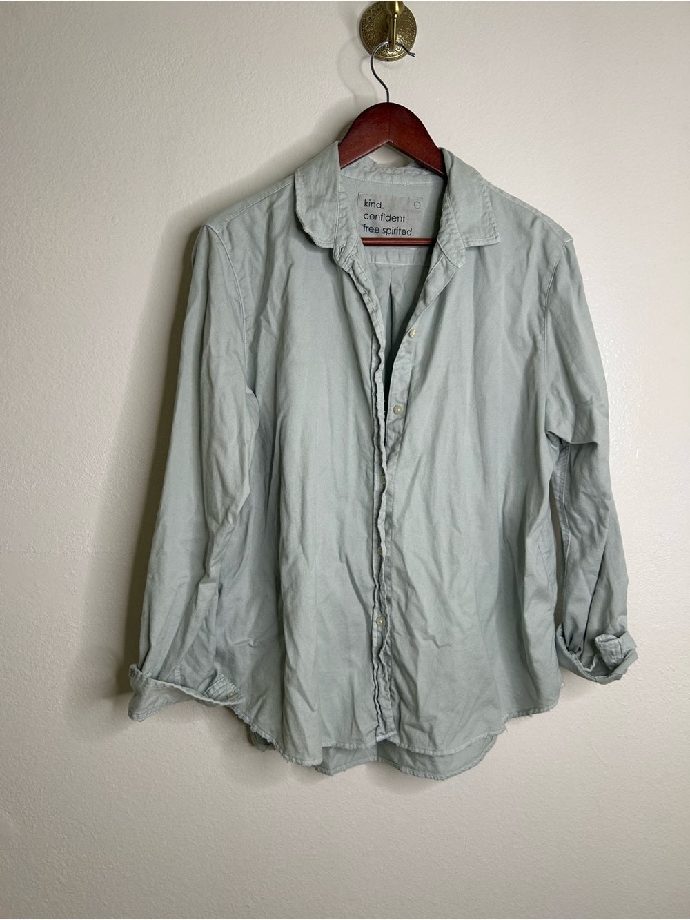 Unsubscribed Unsubscribed 100% Cotton Light Blue Distressed Oversized Button Down Shirt - Cotton
