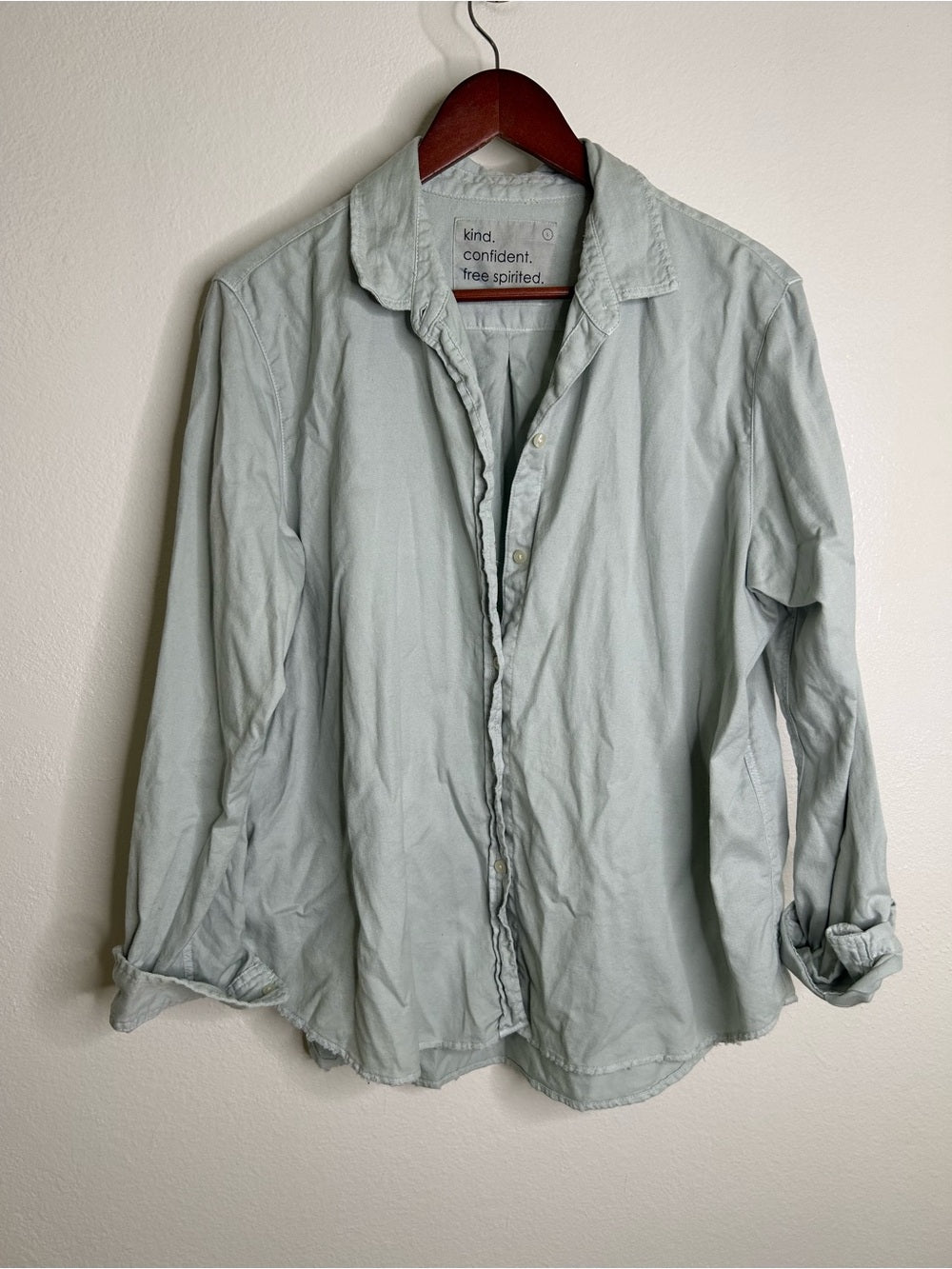 Unsubscribed Unsubscribed 100% Cotton Light Blue Distressed Oversized Button Down Shirt - Cotton