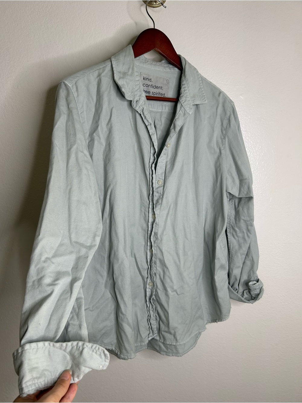 Unsubscribed Unsubscribed 100% Cotton Light Blue Distressed Oversized Button Down Shirt - Cotton
