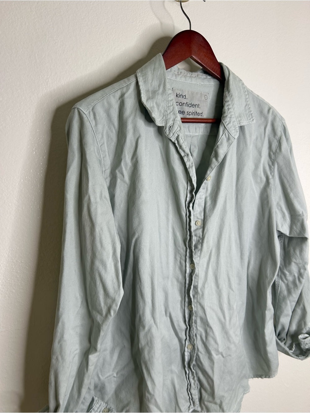 Unsubscribed 100% Cotton Light Blue Distressed Oversized Button Down Shirt
