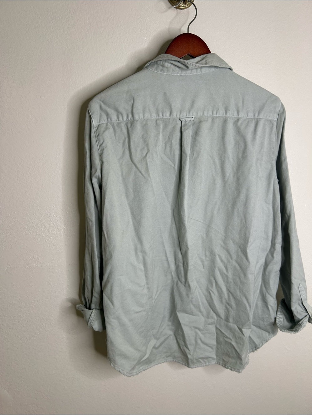 Unsubscribed 100% Cotton Light Blue Distressed Oversized Button Down Shirt