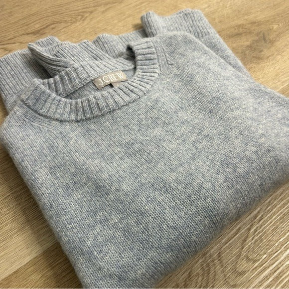 J. Crew J. Crew 100% Lambs Wool Knit Heathered Blue Oversized Pullover Sweater - Wool