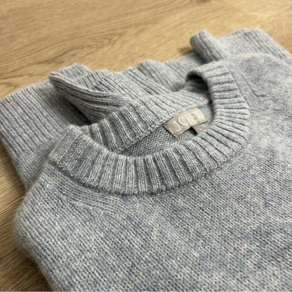 J. Crew J. Crew 100% Lambs Wool Knit Heathered Blue Oversized Pullover Sweater - Wool