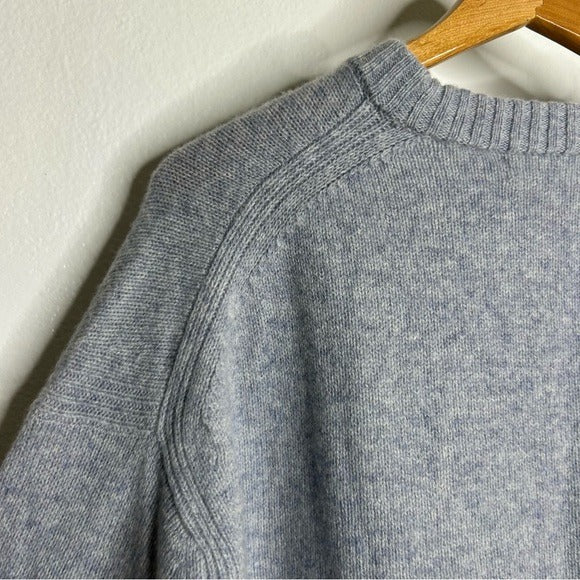 J. Crew J. Crew 100% Lambs Wool Knit Heathered Blue Oversized Pullover Sweater - Wool
