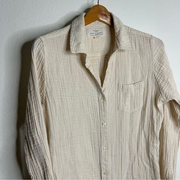 Trovata 100% Cotton Gauze Cream Button Down Shirt Dress