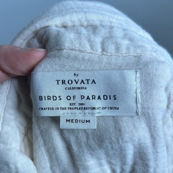 Trovata 100% Cotton Gauze Cream Button Down Shirt Dress