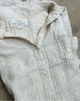 Trovata 100% Cotton Gauze Cream Button Down Shirt Dress