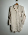 Trovata 100% Cotton Gauze Cream Button Down Shirt Dress