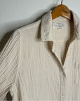 Trovata 100% Cotton Gauze Cream Button Down Shirt Dress