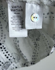 100% Linen Seashell Black Ocean Print Button Down Long Sleeve Shirt