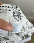 100% Linen Seashell Black Ocean Print Button Down Long Sleeve Shirt