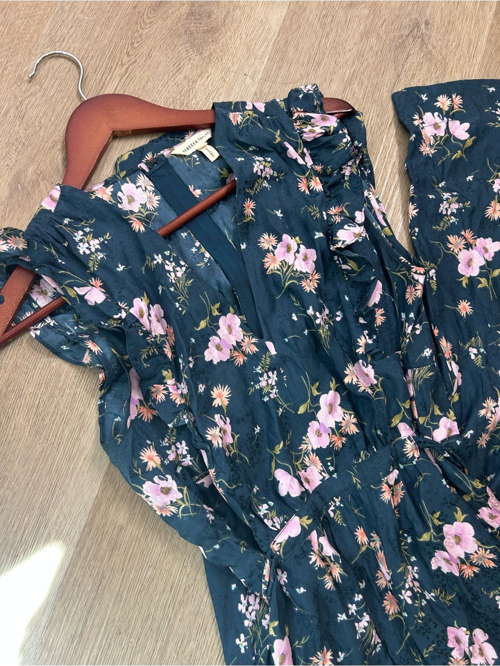 Rebecca Taylor Rebecca Taylor 100% Silk Floral V - Neck Wide Leg Jumpsuit Short Sleeve - Silk