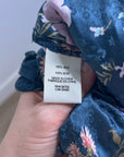 Rebecca Taylor 100% Silk Floral V - Neck Wide Leg Jumpsuit Short Sleeve