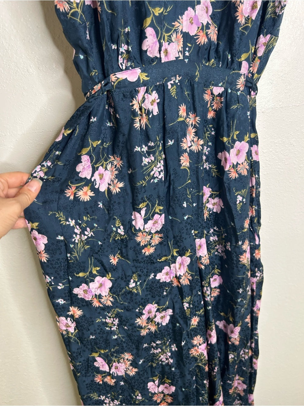 Rebecca Taylor Rebecca Taylor 100% Silk Floral V - Neck Wide Leg Jumpsuit Short Sleeve - Silk