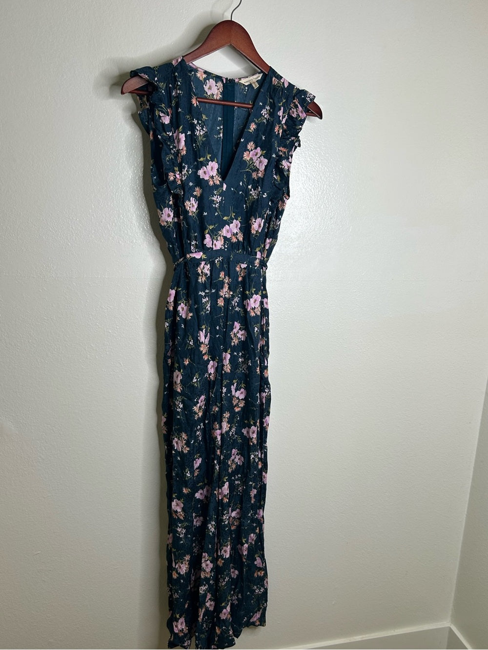 Rebecca Taylor Rebecca Taylor 100% Silk Floral V - Neck Wide Leg Jumpsuit Short Sleeve - Silk