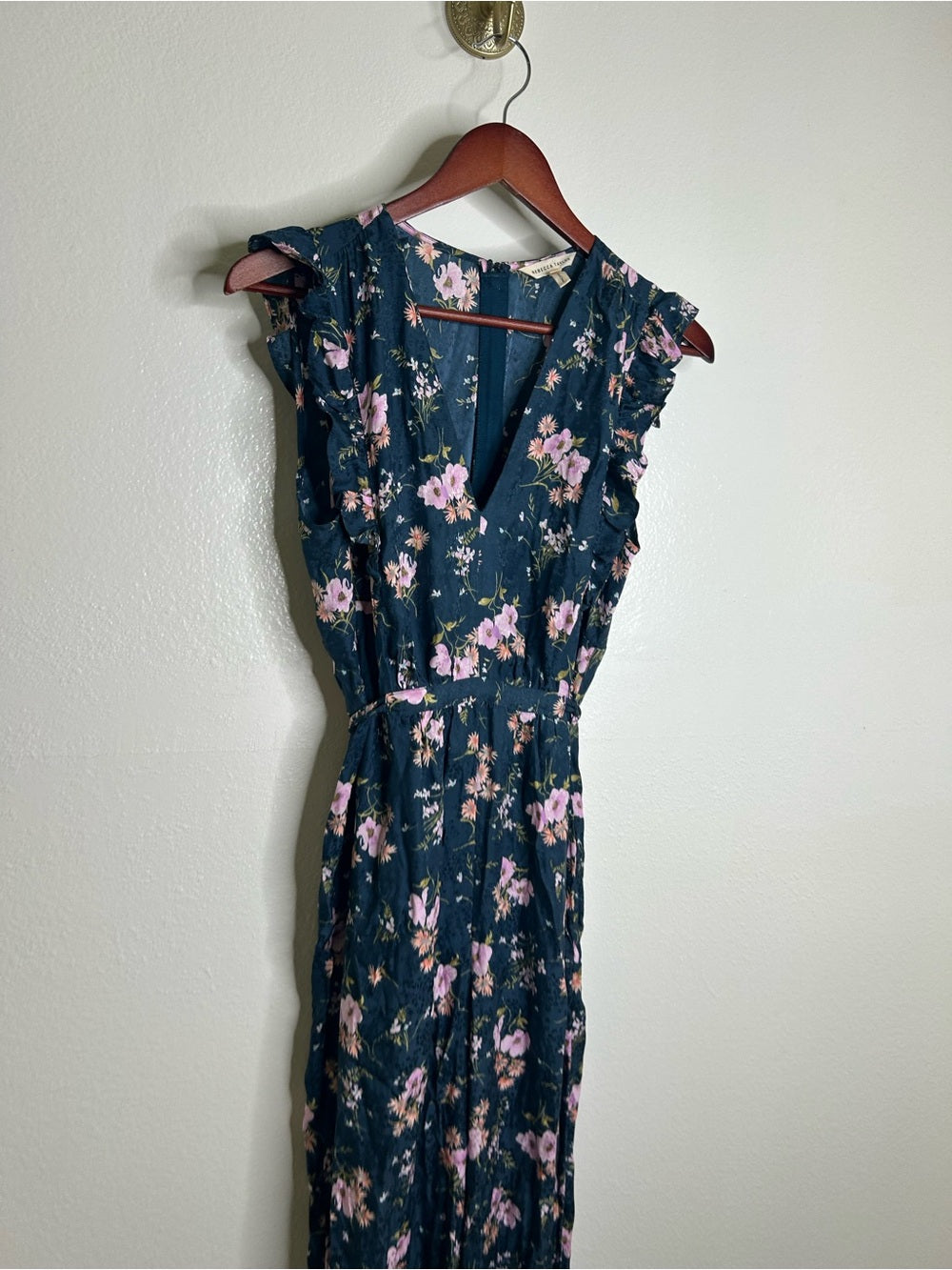 Rebecca Taylor 100% Silk Floral V - Neck Wide Leg Jumpsuit Short Sleeve