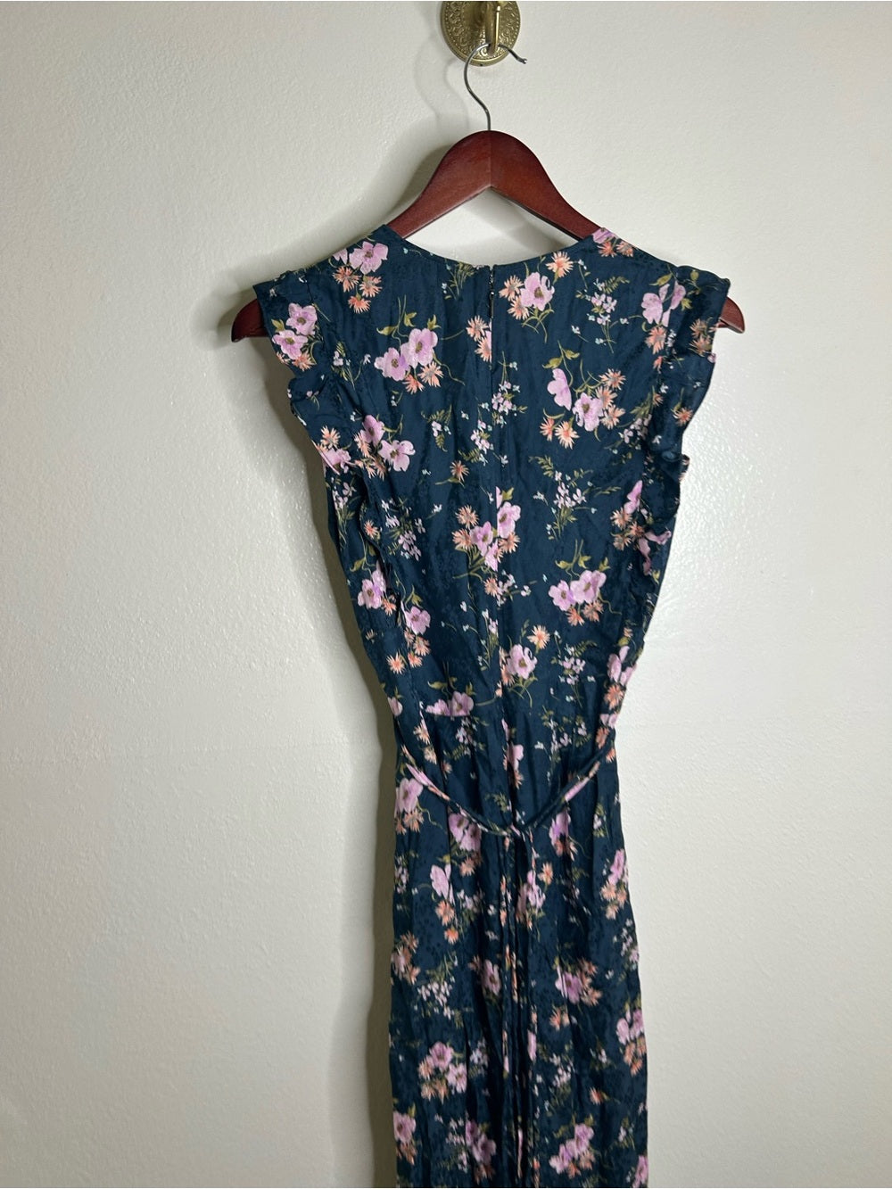 Rebecca Taylor 100% Silk Floral V - Neck Wide Leg Jumpsuit Short Sleeve
