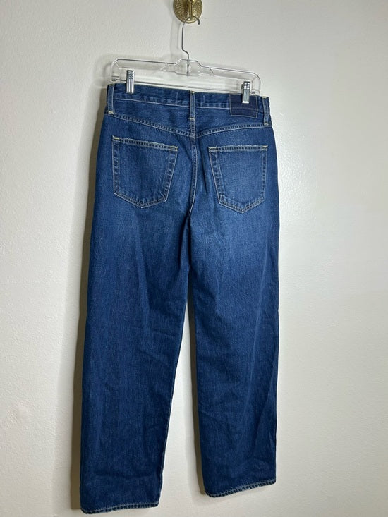AMO 100% Cotton Christie High Rise Full Length Barrel Jean Dark Wash