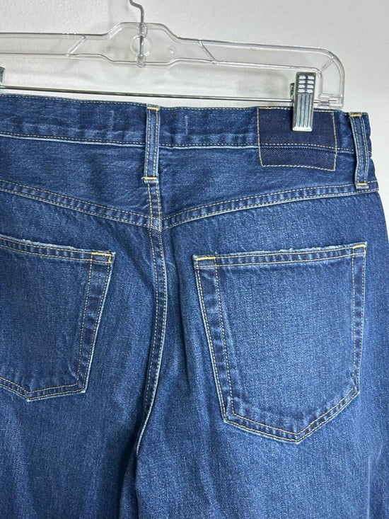 AMO 100% Cotton Christie High Rise Full Length Barrel Jean Dark Wash