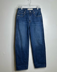 AMO 100% Cotton Christie High Rise Full Length Barrel Jean Dark Wash