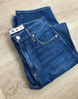 AMO 100% Cotton Christie High Rise Full Length Barrel Jean Dark Wash