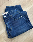 AMO 100% Cotton Christie High Rise Full Length Barrel Jean Dark Wash