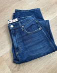 AMO 100% Cotton Christie High Rise Full Length Barrel Jean Dark Wash