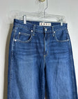 AMO 100% Cotton Christie High Rise Full Length Barrel Jean Dark Wash