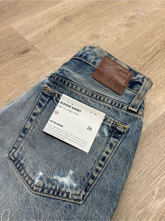 AG 100% Cotton High Rise Wedgie Alexxis Denim Cutoff Distressed Short