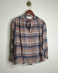 Trovata 100% Cotton Striped Plaid Multicolor Lily Blouse Long Sleeve Button Down