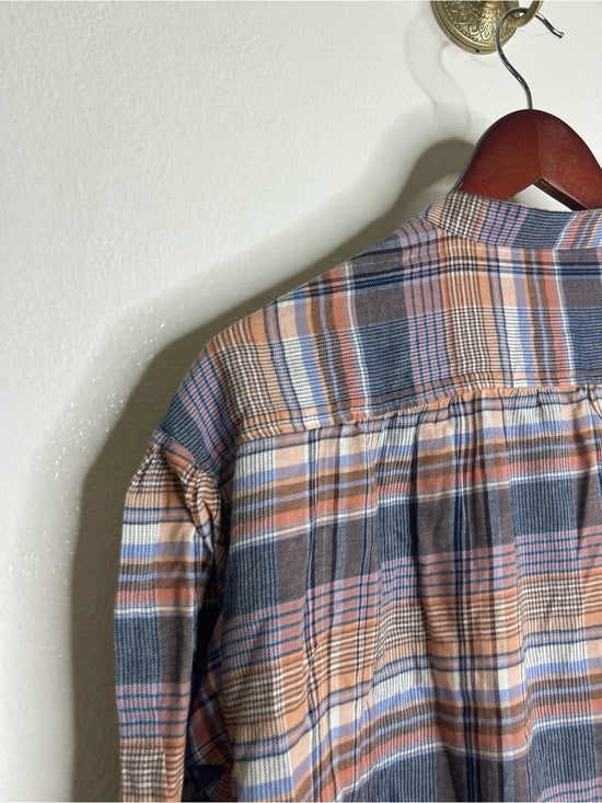 Trovata 100% Cotton Striped Plaid Multicolor Lily Blouse Long Sleeve Button Down