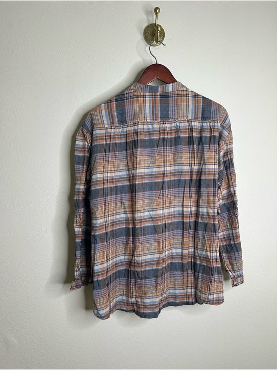 Trovata 100% Cotton Striped Plaid Multicolor Lily Blouse Long Sleeve Button Down