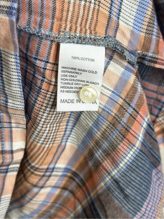 Trovata 100% Cotton Striped Plaid Multicolor Lily Blouse Long Sleeve Button Down