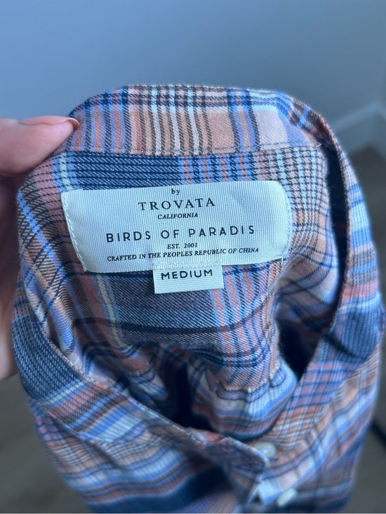 Trovata 100% Cotton Striped Plaid Multicolor Lily Blouse Long Sleeve Button Down