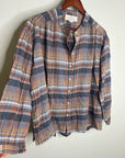 Trovata 100% Cotton Striped Plaid Multicolor Lily Blouse Long Sleeve Button Down