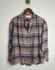 Trovata 100% Cotton Striped Plaid Multicolor Lily Blouse Long Sleeve Button Down