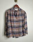 Trovata 100% Cotton Striped Plaid Multicolor Lily Blouse Long Sleeve Button Down