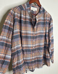 Trovata 100% Cotton Striped Plaid Multicolor Lily Blouse Long Sleeve Button Down