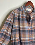 Trovata 100% Cotton Striped Plaid Multicolor Lily Blouse Long Sleeve Button Down