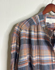 Trovata 100% Cotton Striped Plaid Multicolor Lily Blouse Long Sleeve Button Down
