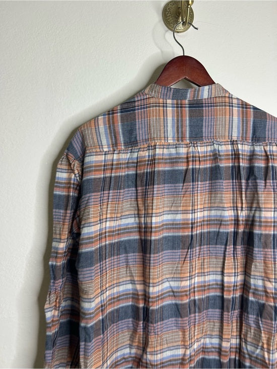 Trovata 100% Cotton Striped Plaid Multicolor Lily Blouse Long Sleeve Button Down