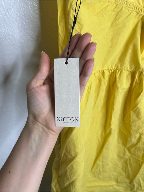 Nation LA 100% Pima Cotton Yellow Criss Cross Back Popover Tank Dress