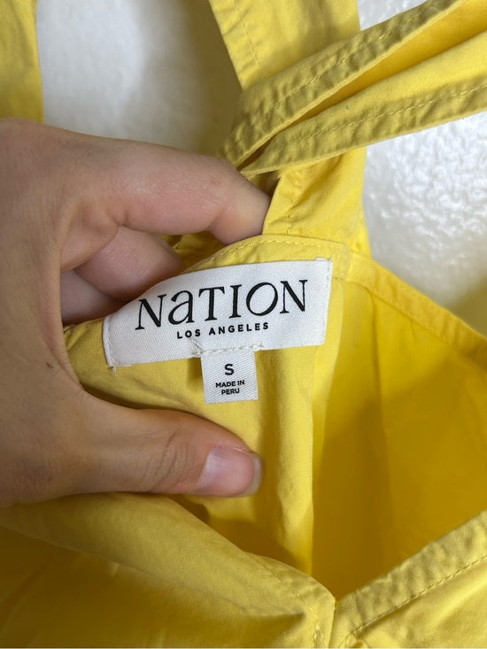 Nation LA 100% Pima Cotton Yellow Criss Cross Back Popover Tank Dress